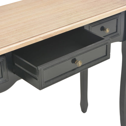 Dressing Table | Black and Brown | MDF and Pinewood | Compact