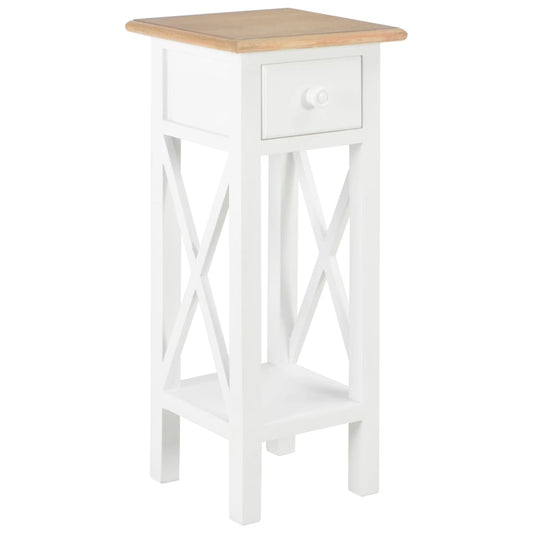 Telephone Table | White, Brown | MDF, Pinewood | 27x27x65.5 cm | Storage
