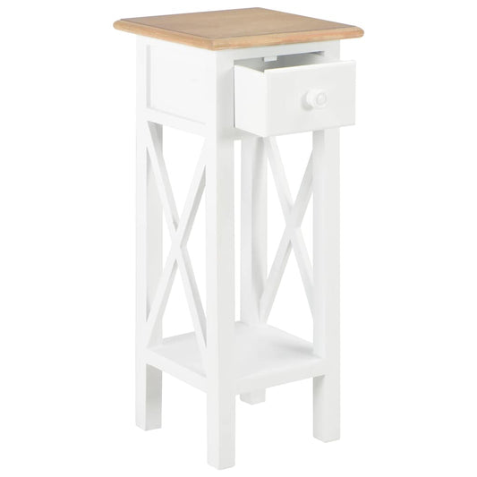 Telephone Table | White, Brown | MDF, Pinewood | 27x27x65.5 cm | Storage