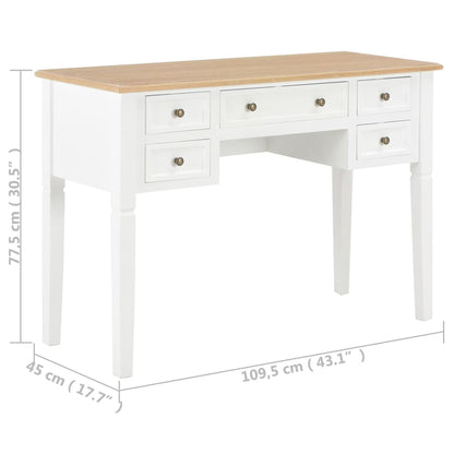 Writing Desk White 109.5x45x77.5 cm Wood