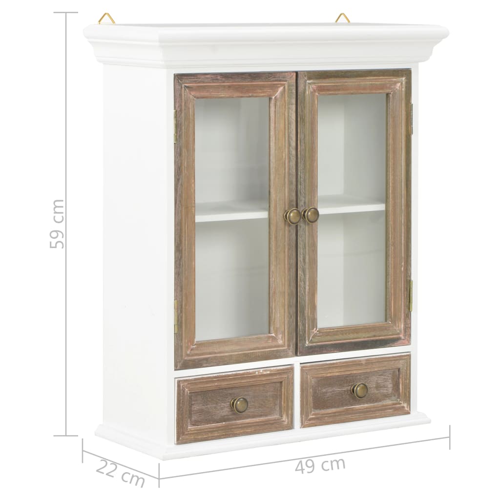Wall Cabinet | White, Brown | Engineered wood, Acrylic | Medium