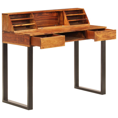 Desk 43.3"x19.7"x37" Solid Acacia Wood and Steel