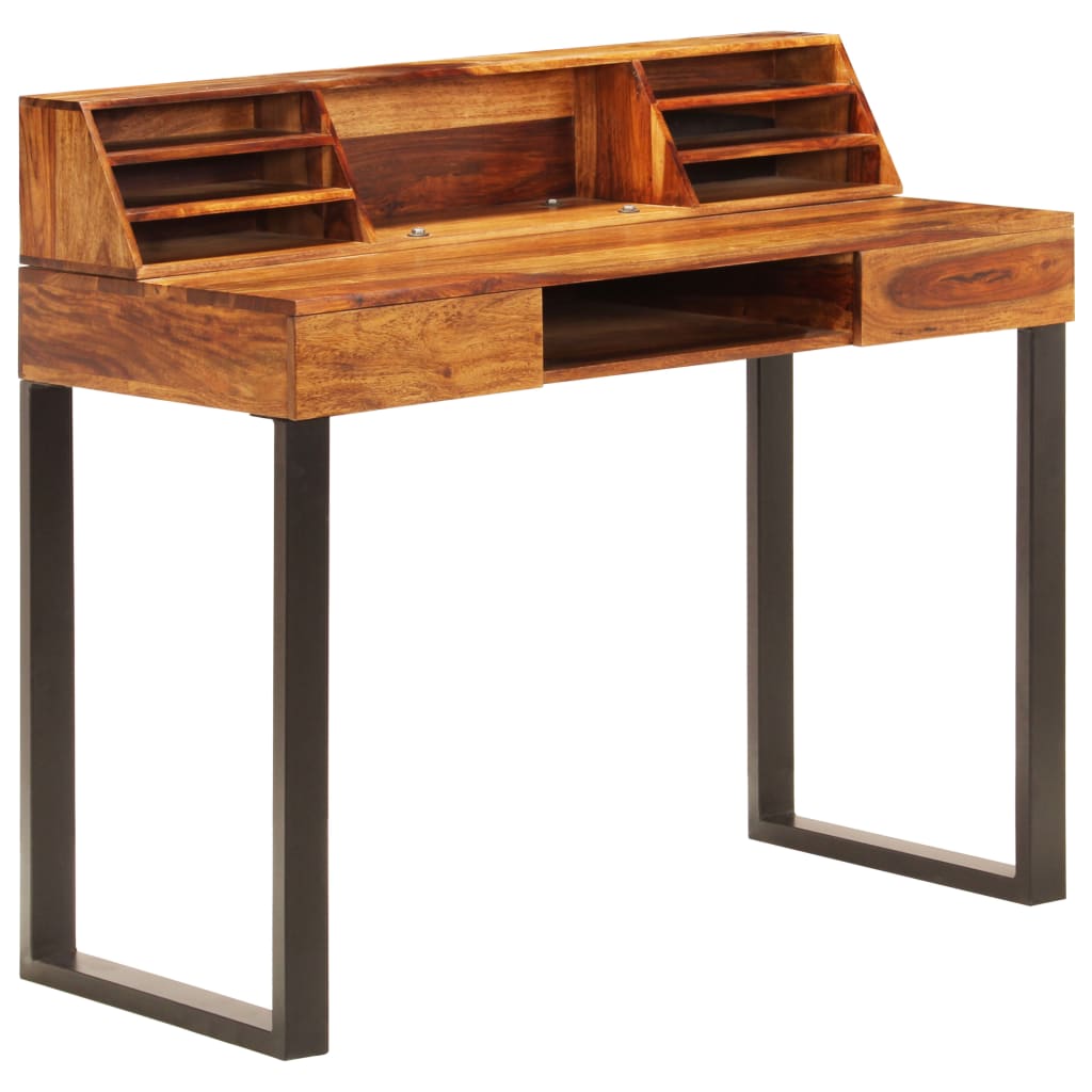 Desk 43.3"x19.7"x37" Solid Acacia Wood and Steel