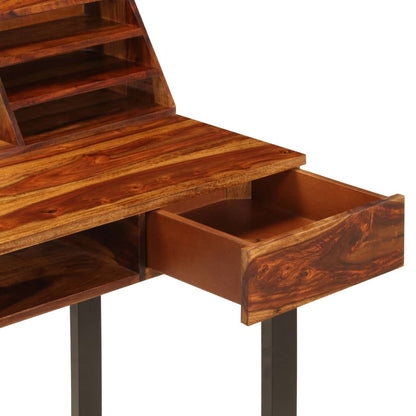 Desk 43.3"x19.7"x37" Solid Acacia Wood and Steel