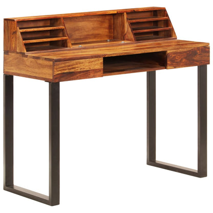 Desk 43.3"x19.7"x37" Solid Acacia Wood and Steel