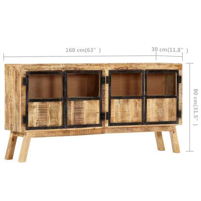 vidaXL Sideboard Brown and black Solid rough mango wood