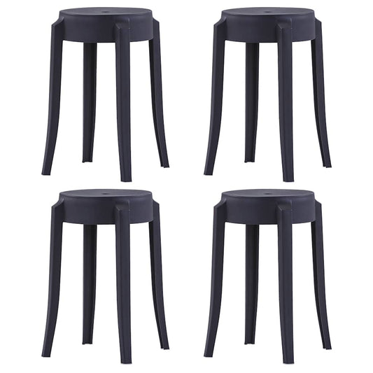 Stool | Set of 4 | Black | Polypropylene | Medium | Stackable | Stool