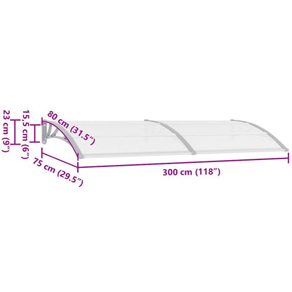 Door Canopy Gray and Transparent 118.1"x29.5" PC