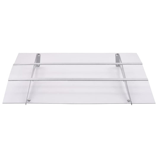 Door Canopy Silver and Transparent 150x90 cm PET