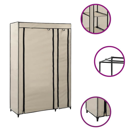 Folding Wardrobe | Cream | Polypropylene fabric and steel | Medium