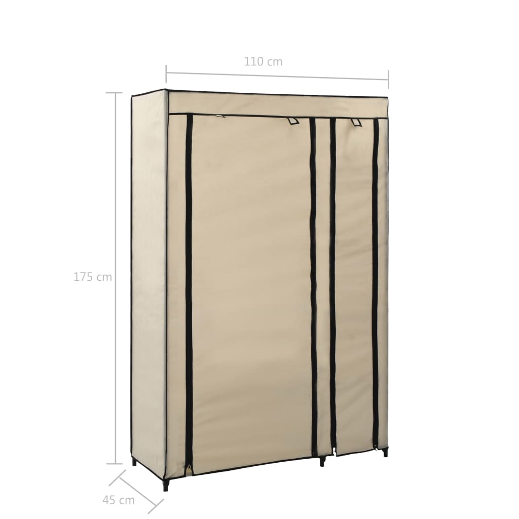 Folding Wardrobe Cream 110x45x175 cm Fabric