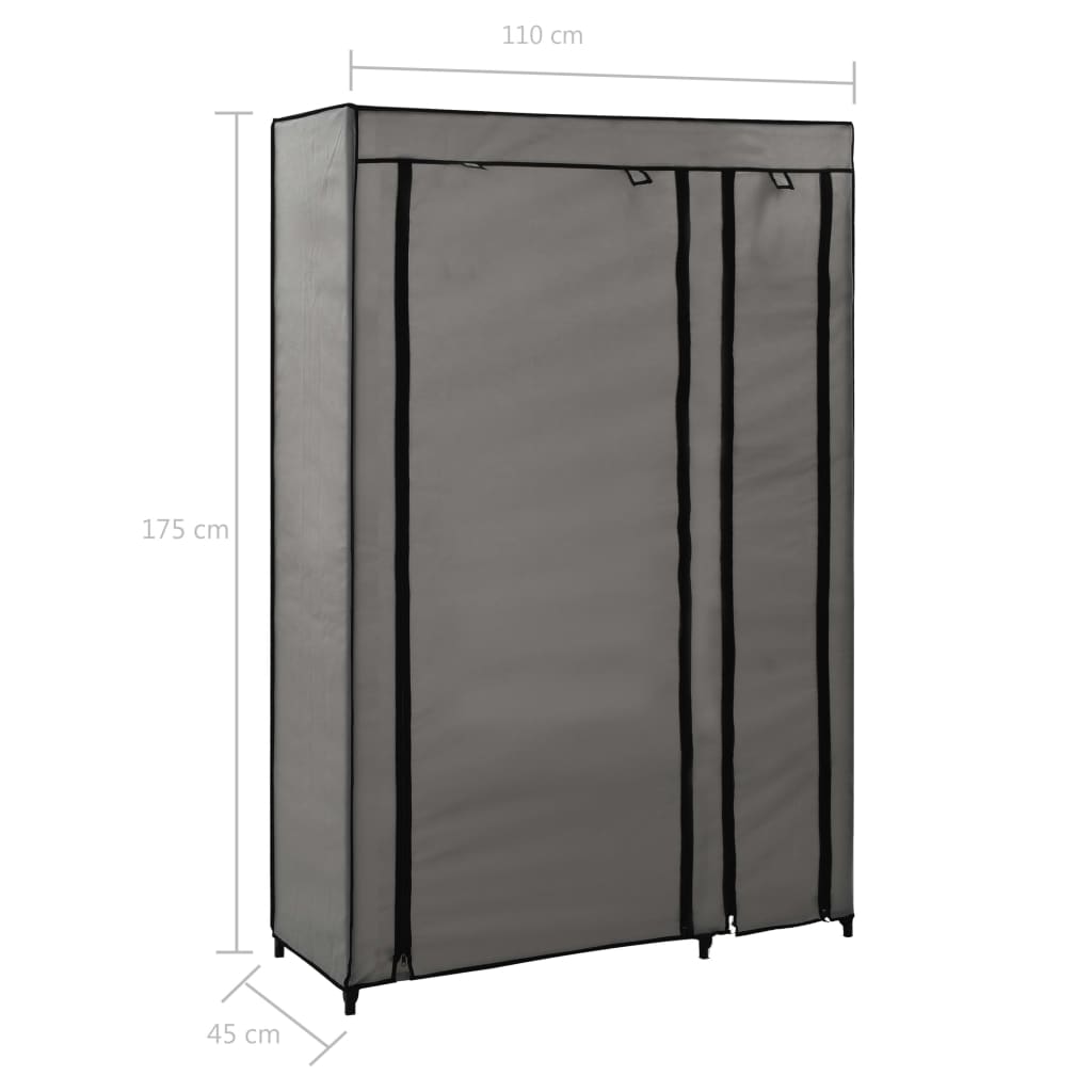 Folding Wardrobe Grey 110x45x175 cm Fabric