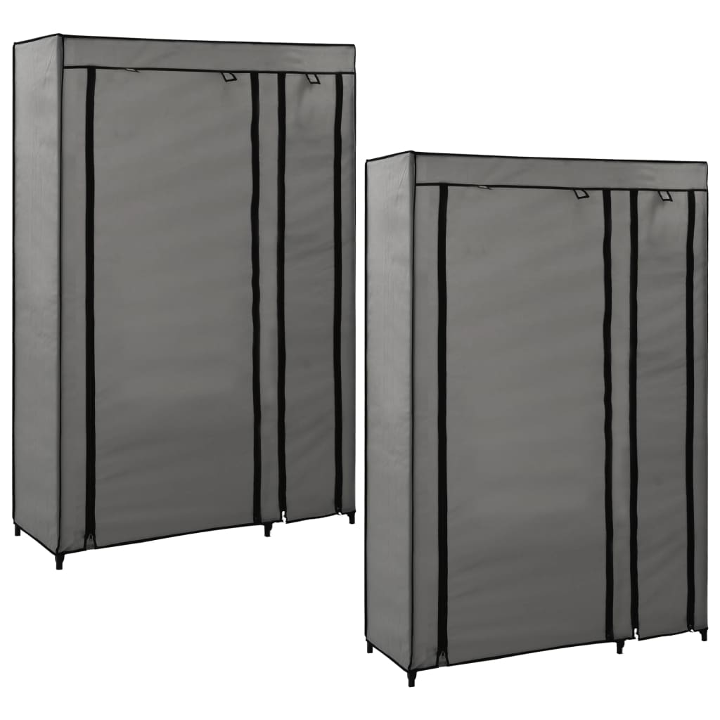 Folding Wardrobes 2 pcs Grey 110x45x175 cm Fabric