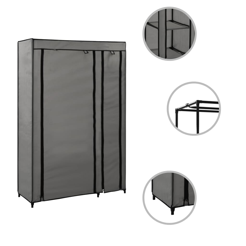 Folding Wardrobes 2 pcs Grey 110x45x175 cm Fabric