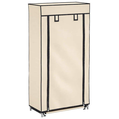 Shoe Cabinet with Cover Cream 58x28x106 cm Fabric