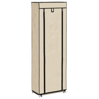 Shoe Cabinet with Cover Cream 57x29x162 cm Fabric