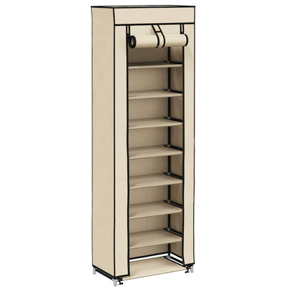 Shoe Cabinet with Cover Cream 57x29x162 cm Fabric