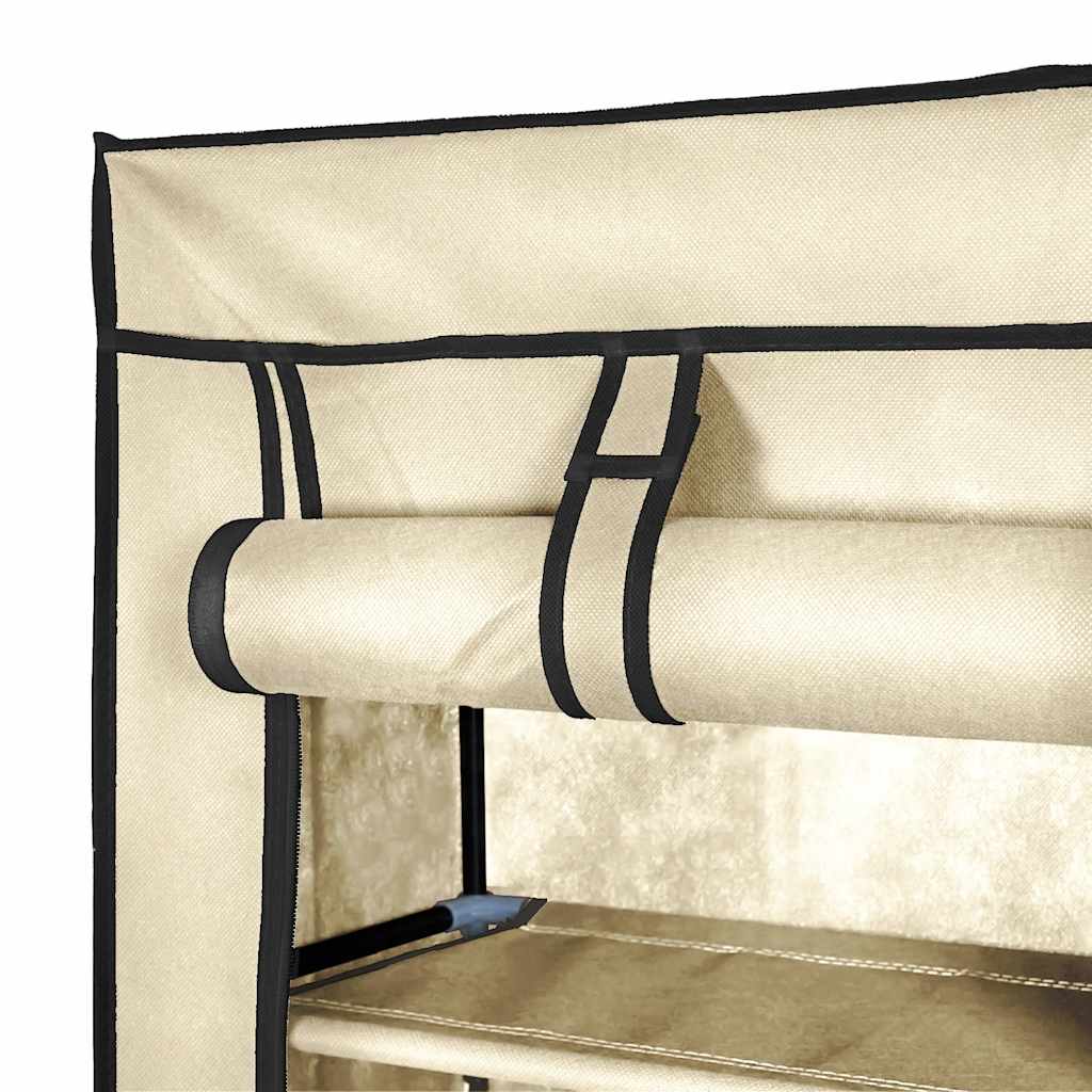 Shoe Cabinet with Cover Cream 57x29x162 cm Fabric