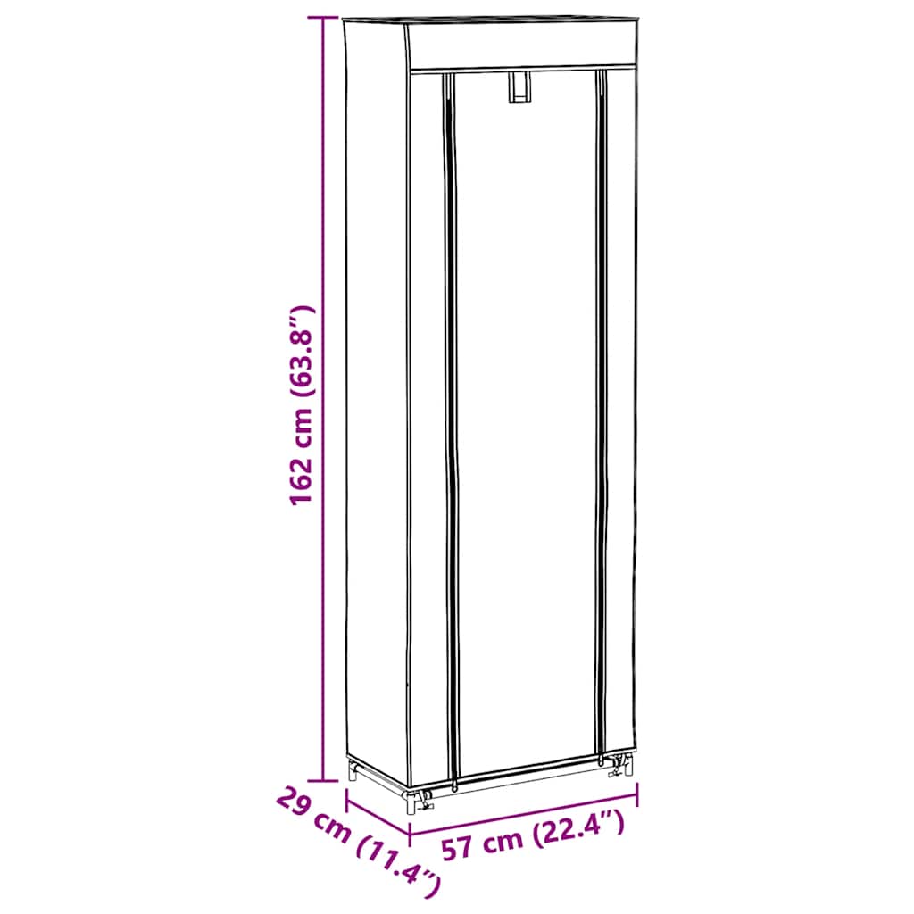 Shoe Cabinet with Cover Cream 57x29x162 cm Fabric
