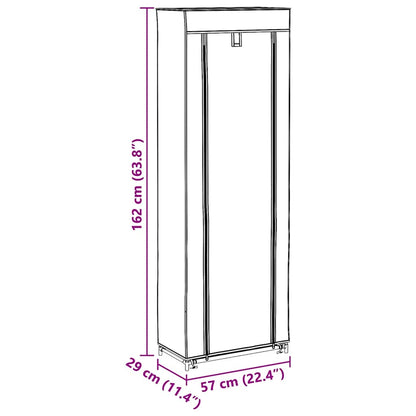 Shoe Cabinet with Cover Cream 57x29x162 cm Fabric