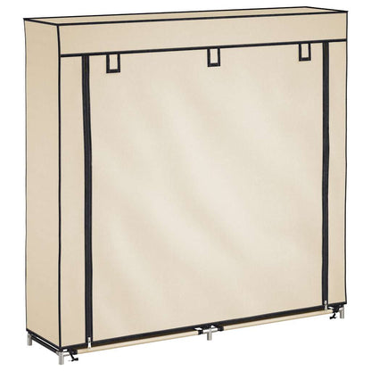 Shoe Cabinet with Cover Cream 115x28x110 cm Fabric