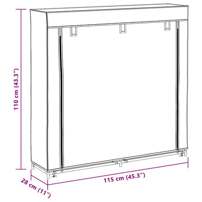 Shoe Cabinet with Cover Cream 115x28x110 cm Fabric
