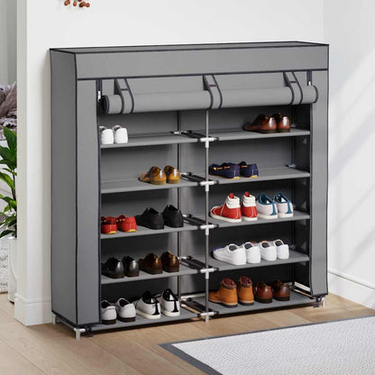 Shoe Cabinet with Cover Grey 115x28x110 cm Fabric