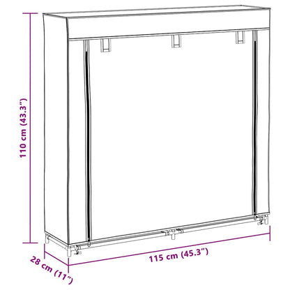 Shoe Cabinet with Cover Grey 115x28x110 cm Fabric
