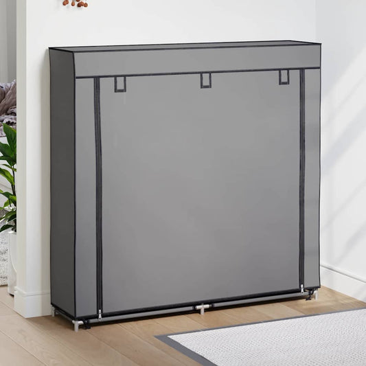 Shoe Cabinet with Cover Grey 115x28x110 cm Fabric