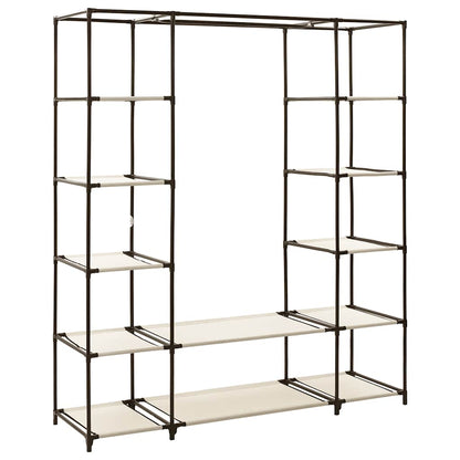 Wardrobe with Compartments and Rods Cream 150x45x176 cm Fabric