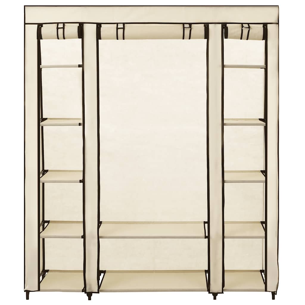 Wardrobe with Compartments and Rods Cream 150x45x176 cm Fabric