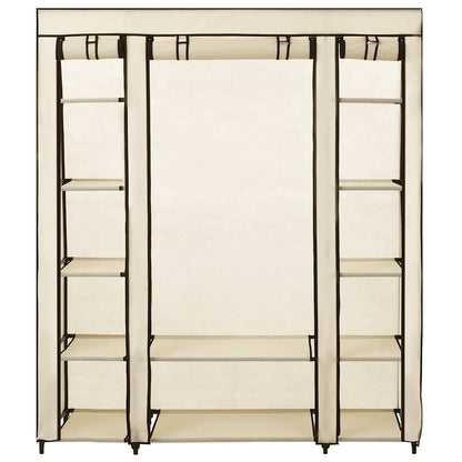 Wardrobe with Compartments and Rods Cream 150x45x176 cm Fabric