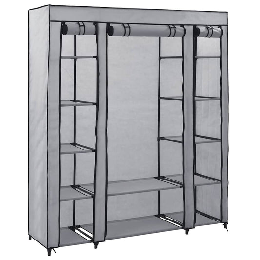 Wardrobe with Compartments and Rods Grey 150x45x176 cm Fabric