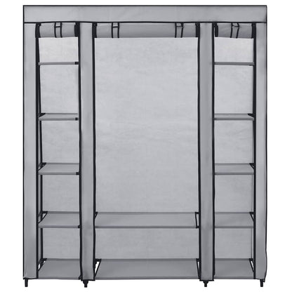 Wardrobe with Compartments and Rods Grey 150x45x176 cm Fabric