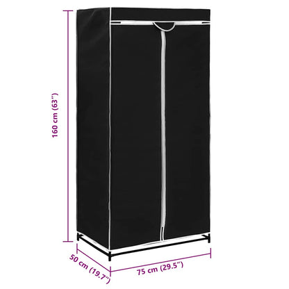 Wardrobe Black 75x50x160 cm