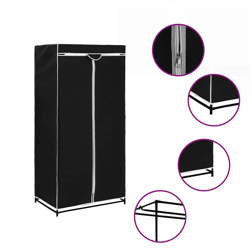 Wardrobes 2 pcs Black 75x50x160 cm