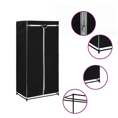Wardrobes 2 pcs Black 75x50x160 cm