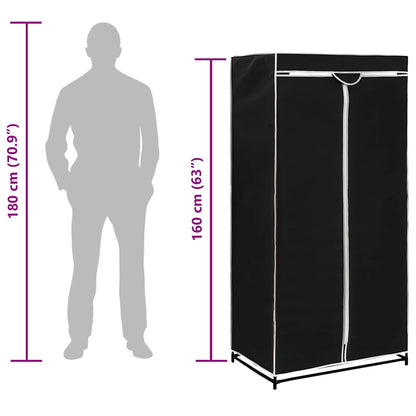 Wardrobes 2 pcs Black 75x50x160 cm