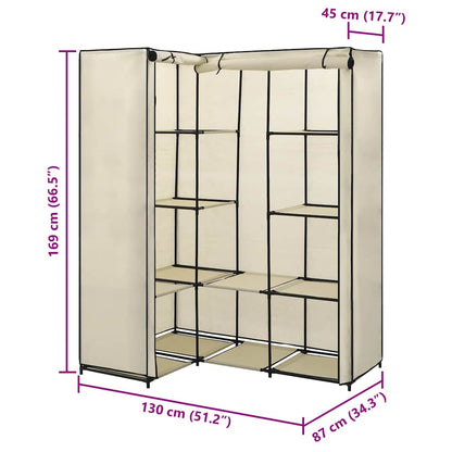Corner Wardrobe Cream 130x87x169 cm