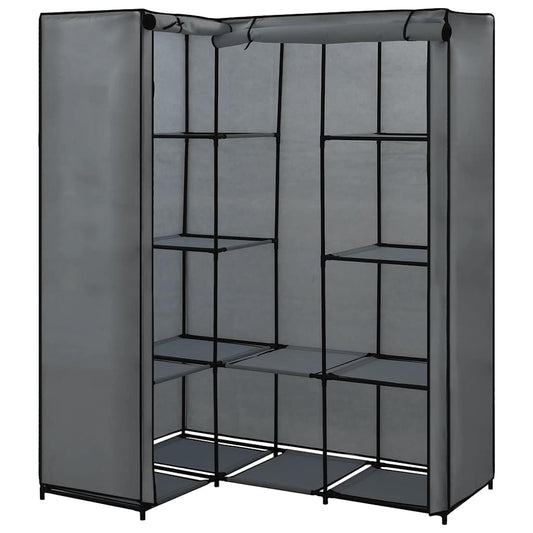 Wardrobe | Grey | Iron, Polyester | Compact | Corner Wardrobe