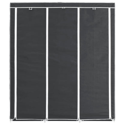 Wardrobe with Compartments and Rods Black 150x45x175 cm Fabric