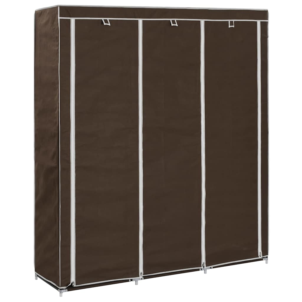 Wardrobe with Compartments and Rods Brown 150x45x175 cm Fabric