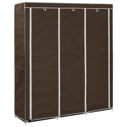 Wardrobe with Compartments and Rods Brown 150x45x175 cm Fabric