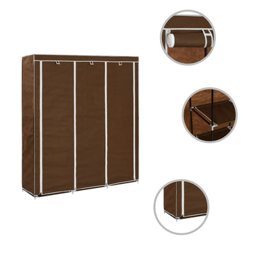 Wardrobe with Compartments and Rods Brown 150x45x175 cm Fabric