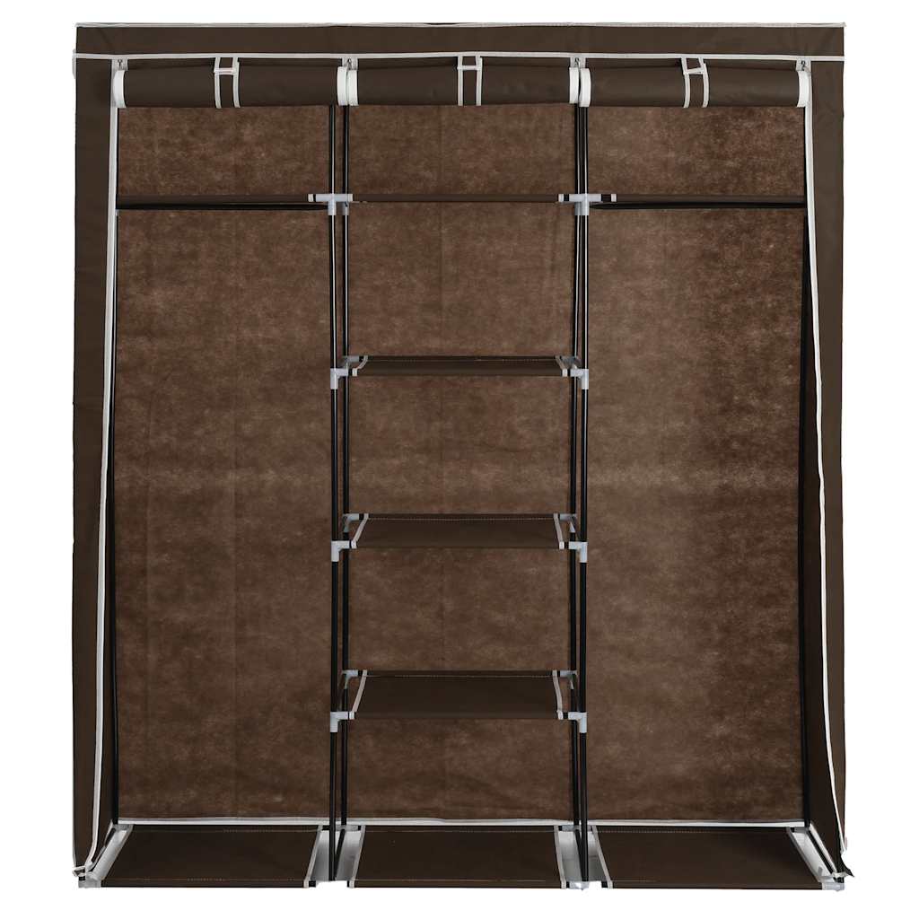Wardrobe with Compartments and Rods Brown 150x45x175 cm Fabric