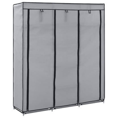 Wardrobe with Compartments and Rods Grey 150x45x175 cm Fabric