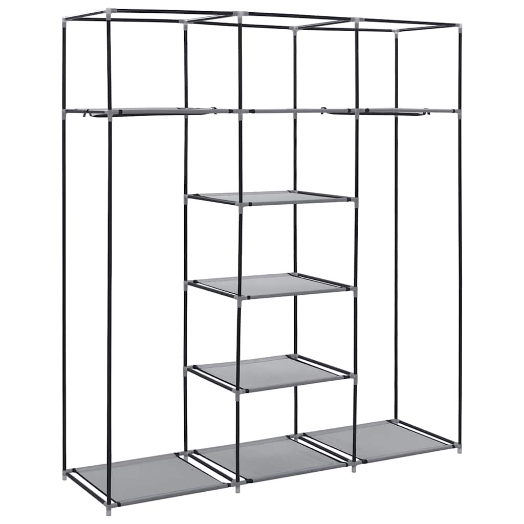 Wardrobe with Compartments and Rods Grey 150x45x175 cm Fabric