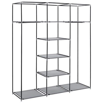 Wardrobe with Compartments and Rods Grey 150x45x175 cm Fabric