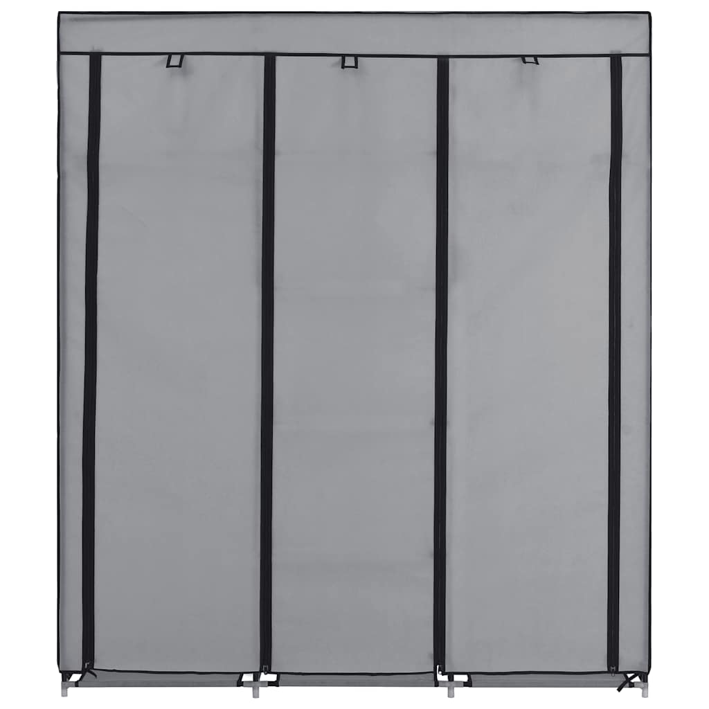 Wardrobe with Compartments and Rods Grey 150x45x175 cm Fabric