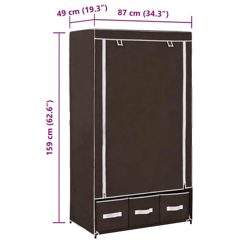 Wardrobe Brown 87x49x159 cm Fabric
